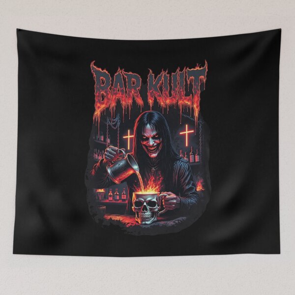 Item preview, Bar Kult Satanic Demon Bartender Pouring Skull Drink designed and sold by MorbidDreams.