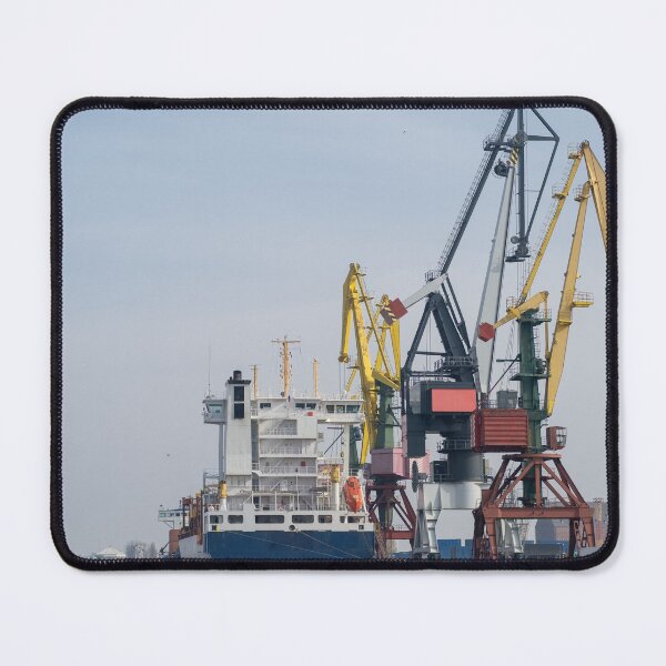 Item preview, Cargo Ship at Industrial Port with Cranes and Containers designed and sold by VisualMoodFoto.