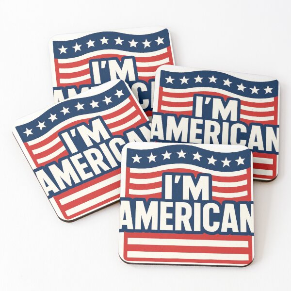 Item preview,  I'm American – Bold Patriotic Red White Blue Sticker designed and sold by DzA-stickers.