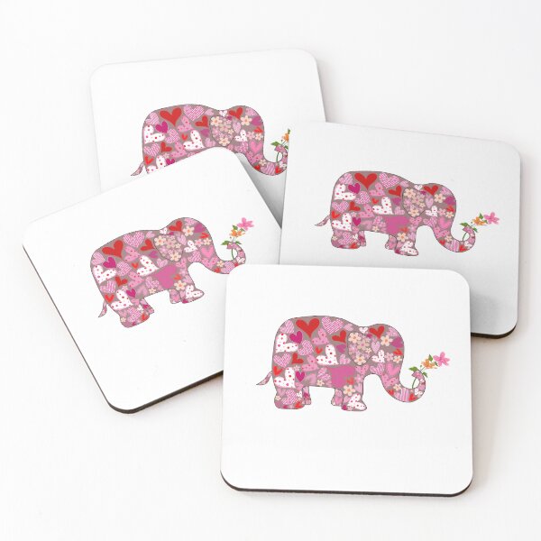 Item preview, Cute Pink Floral Elephant with Hearts designed and sold by Aidile.