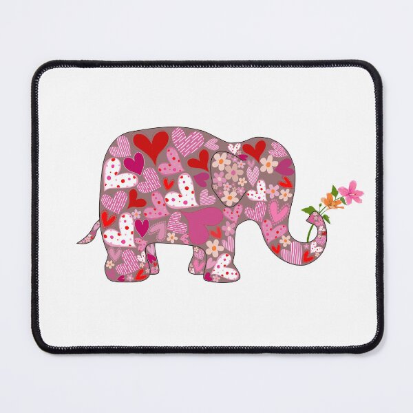 Item preview, Cute Pink Floral Elephant with Hearts designed and sold by Aidile.