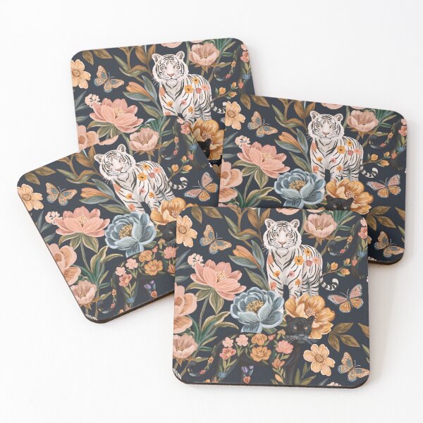 Item preview, Dark Floral Jungle Cats designed and sold by mmartabc.