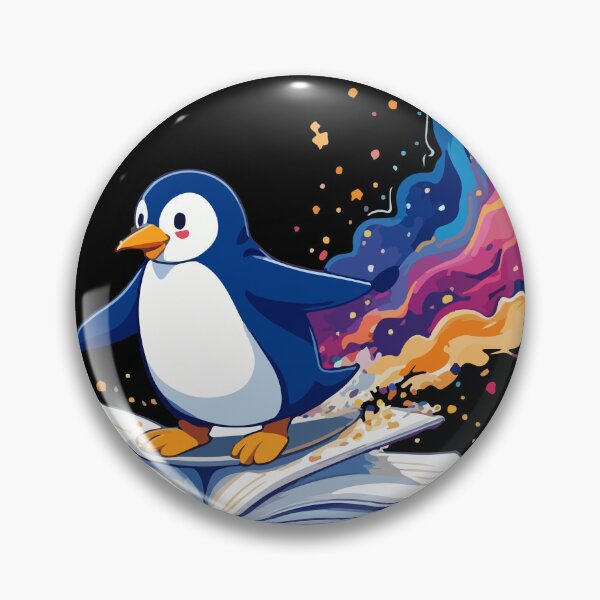 Item preview, Surfing through Stories Cute Penguin Space Reader designed and sold by PixelWaveBD.