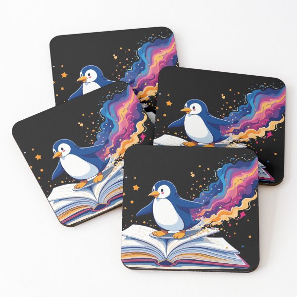 Item preview, Surfing through Stories Cute Penguin Space Reader designed and sold by PixelWaveBD.