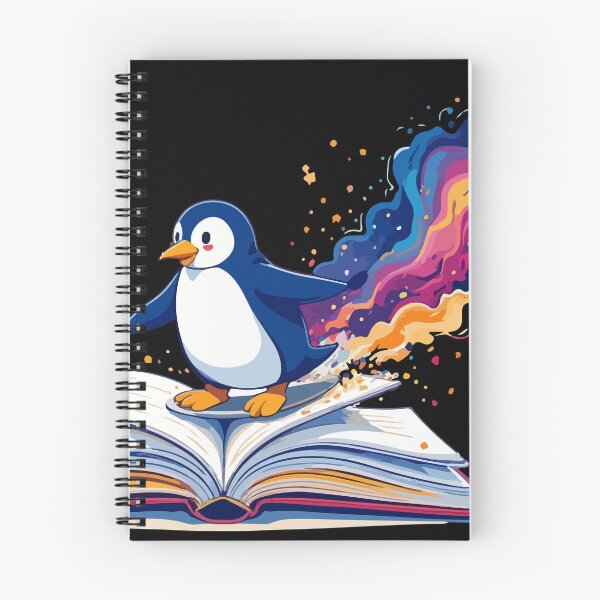 Item preview, Surfing through Stories Cute Penguin Space Reader designed and sold by PixelWaveBD.