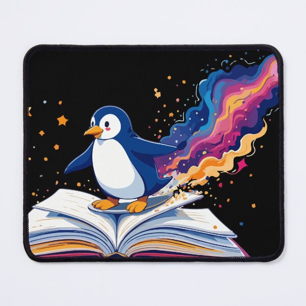 Item preview, Surfing through Stories Cute Penguin Space Reader designed and sold by PixelWaveBD.