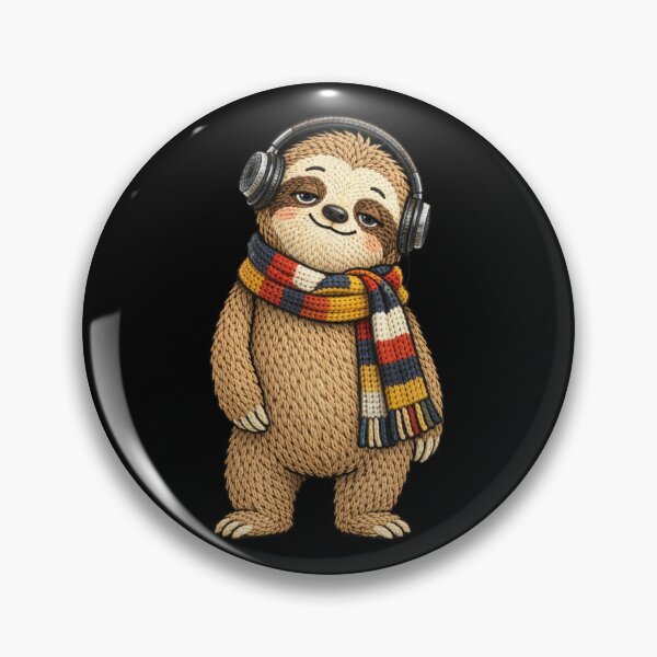 Item preview, Music Sloth Headphones Aesthetic | Cool Kawaii Animal Embroidery Style designed and sold by ColorSplash123.
