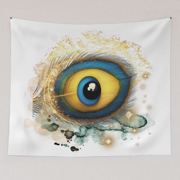 Item preview, Peacock Feather Eye Art – Golden Luxury Abstract, Mystical Aesthetic Design for Wall Art & Gift designed and sold by ChenEngEng.