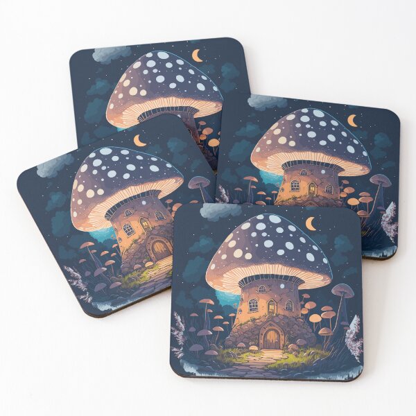 Item preview, Cottagecore Mushroom House Night T-Shirt designed and sold by Nyx Creates.