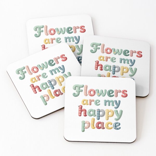 Item preview, FLOWERS ARE MY HAPPY PLACE - IN PASTEL FAUX LETTERING designed and sold by AlexOBrienArt.