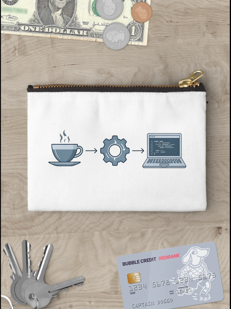 Thumbnail 3 of 4, Zipper Pouch, Coffee Code Developer Programmer Workflow designed and sold by eikulabs.