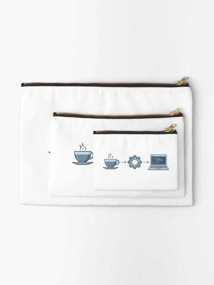 Thumbnail 2 of 4, Zipper Pouch, Coffee Code Developer Programmer Workflow designed and sold by eikulabs.