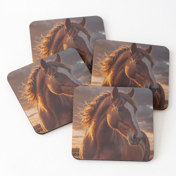 Item preview, Majestic Horse at Sunset Portrait - Golden Equestrian Art designed and sold by BeautifulVirtues.