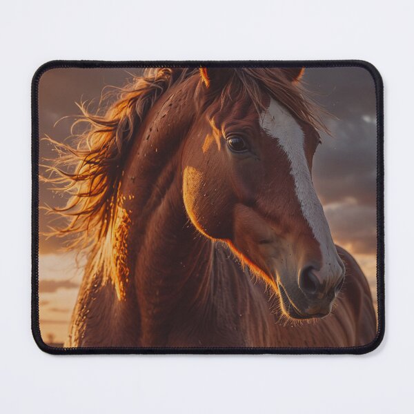 Item preview, Majestic Horse at Sunset Portrait - Golden Equestrian Art designed and sold by BeautifulVirtues.