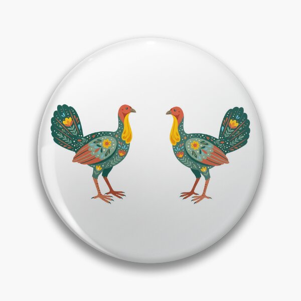 Item preview, Two Floral Folk Art Brush Turkeys – Scandinavian Folk Art by heidiannemorris © designed and sold by FOLK ART FUSION by heidiannemorris.
