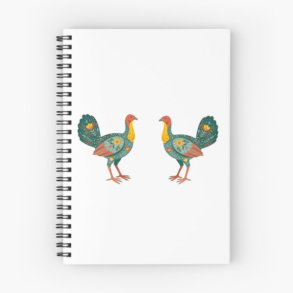 Item preview, Two Floral Folk Art Brush Turkeys – Scandinavian Folk Art by heidiannemorris © designed and sold by FOLK ART FUSION by heidiannemorris.