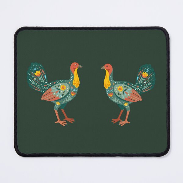 Item preview, Two Floral Folk Art Brush Turkeys – Scandinavian Folk Art by heidiannemorris © designed and sold by FOLK ART FUSION by heidiannemorris.