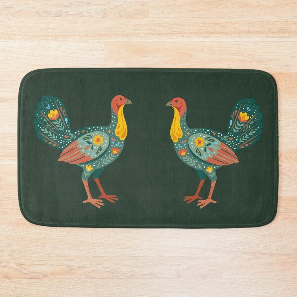 Item preview, Two Floral Folk Art Brush Turkeys – Scandinavian Folk Art by heidiannemorris © designed and sold by FOLK ART FUSION by heidiannemorris.
