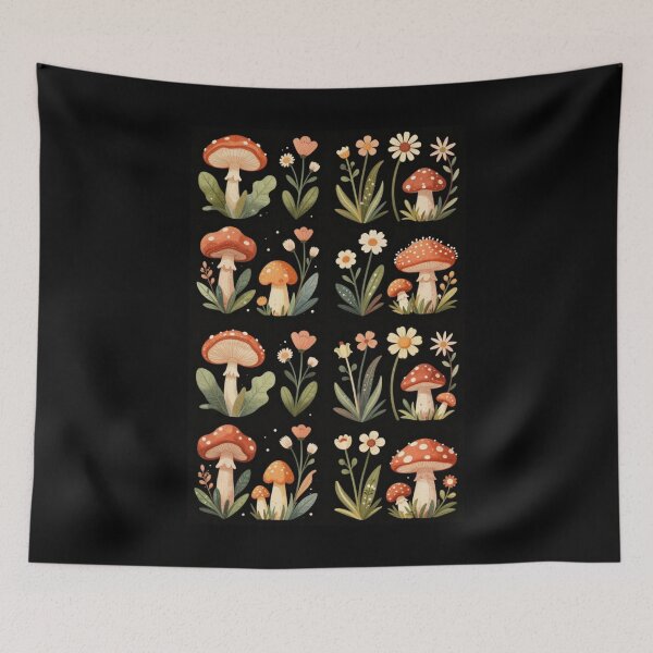 Item preview, Daisies and Mushrooms designed and sold by PatronesKawai.