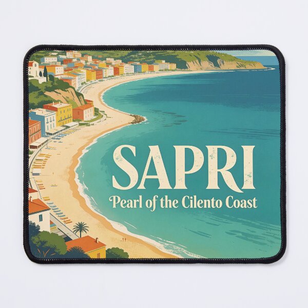 Item preview, Sapri Italy Travel Poster - Pearl of the Cilento Coast designed and sold by The Masked Designer.