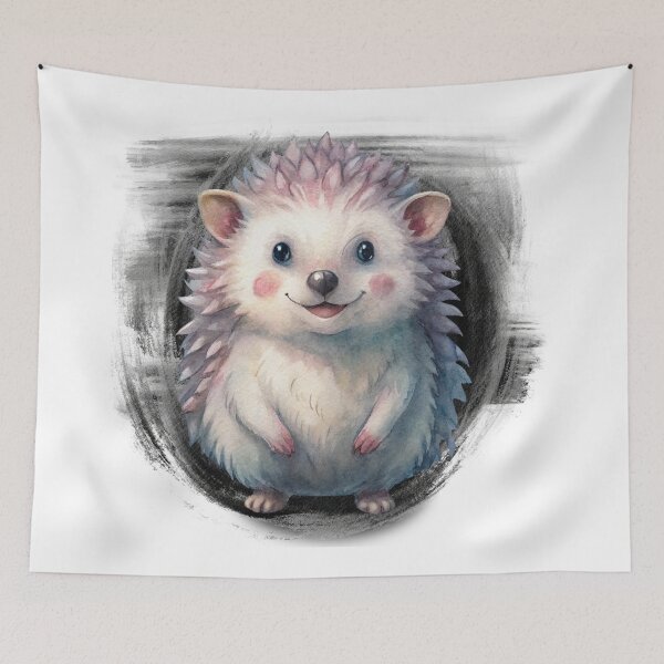 Artikelvorschau, Niedlicher Igel in Aquarell – Kawaii-Tierkunst, bezaubernde Stachelschwein-Illustration für Aufkleber & Geschenke entworfen und verkauft von ChenEngEng.