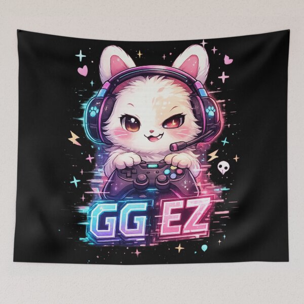 Item preview, Cute Gamer Cat GG EZ Kawaii Design designed and sold by Hannah-Yei.