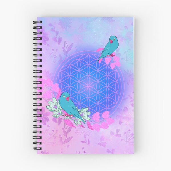 Item preview, Blue Parakeets & Flower of Life – Soft, Soothing and Colorful Pattern designed and sold by Le royaume des fleurs.