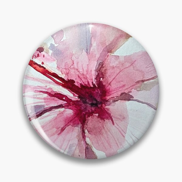 Item preview, Pink Hibiscus Watercolor – Expressive Floral Art with Crimson Center designed and sold by Kara Draws.
