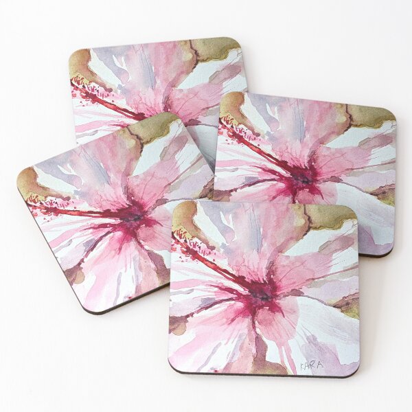 Item preview, Pink Hibiscus Watercolor – Expressive Floral Art with Crimson Center designed and sold by Kara Draws.