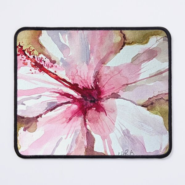 Item preview, Pink Hibiscus Watercolor – Expressive Floral Art with Crimson Center designed and sold by Kara Draws.