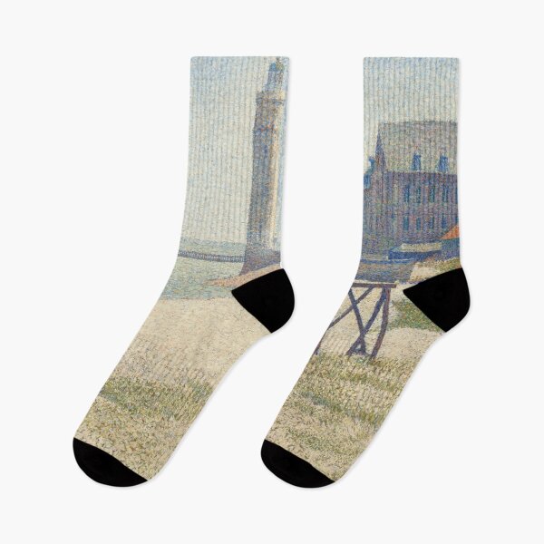 Item preview, The Lighthouse at Honfleur by Georges Seurat: Coastal Pointillist Fine Art Print designed and sold by artofuniverse.