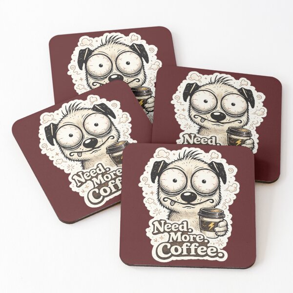 Item preview, Funny Need More Coffee Dog Sticker | Sleepy Tired Coffee Lover Aesthetic | Cute Exhausted Puppy Meme Design designed and sold by sumodesign.