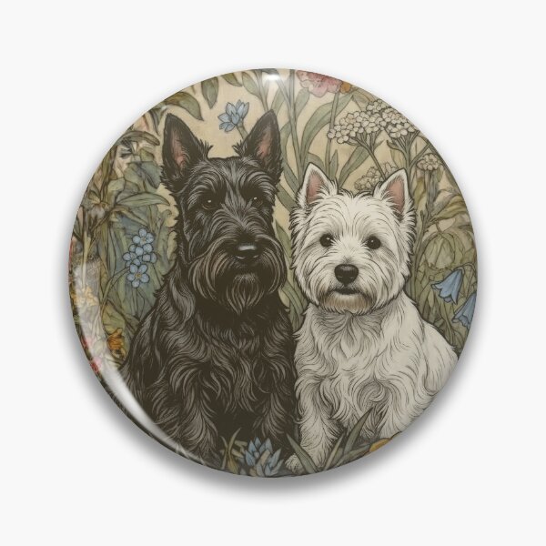 Item preview, Cottagecore Scottie Westie Floral Garden Art designed and sold by AntiqueImages.