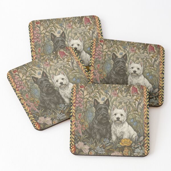 Item preview, Cottagecore Scottie Westie Floral Garden Art designed and sold by AntiqueImages.