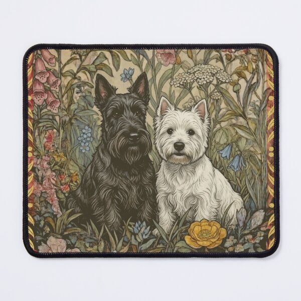 Item preview, Cottagecore Scottie Westie Floral Garden Art designed and sold by AntiqueImages.