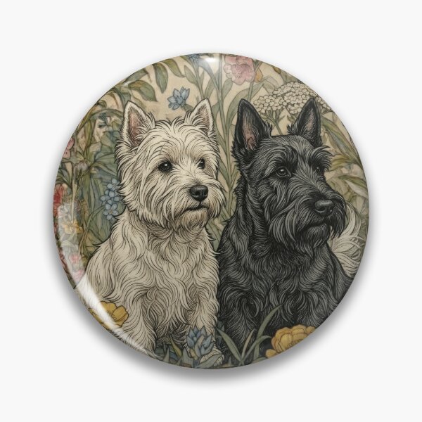 Item preview, Cottagecore Westie Scottie Dogs English Garden designed and sold by AntiqueImages.