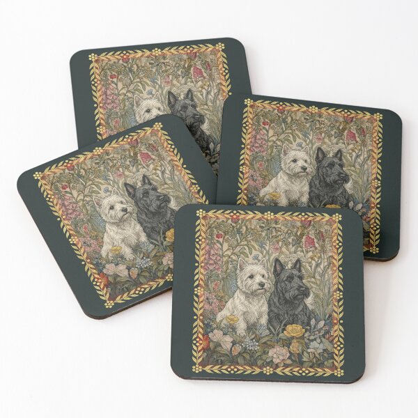 Item preview, Cottagecore Westie Scottie Dogs English Garden designed and sold by AntiqueImages.