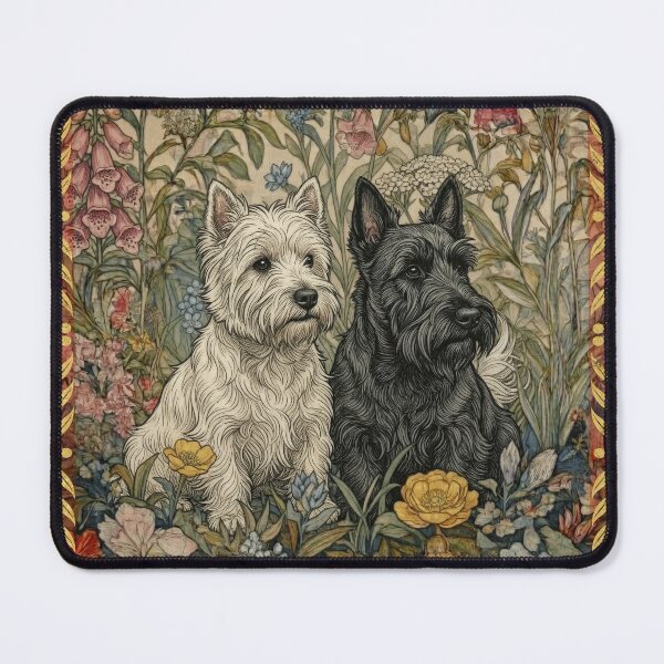 Item preview, Cottagecore Westie Scottie Dogs English Garden designed and sold by AntiqueImages.