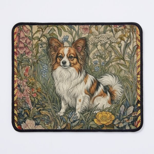 Item preview, Papillon Dog William Morris Floral Art Vintage designed and sold by AntiqueImages.