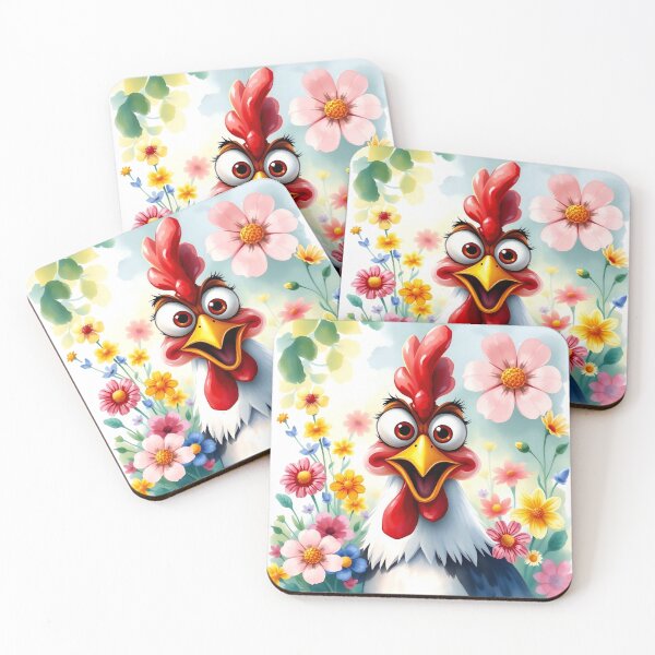 Item preview, Gracioso gallo sorprendido en un jardín de flores designed and sold by Serene Strokes Art.