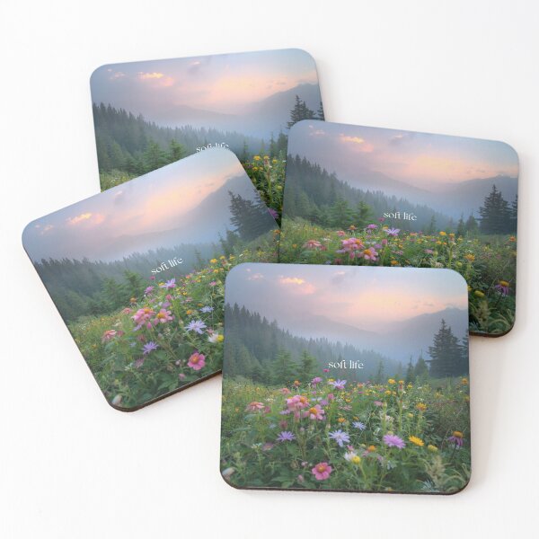 Item preview, Soft Life — Dreamy Wildflower Field Morning Fog Mountain Aesthetic Cottagecore Nature Art Print Gift Women designed and sold by Sixième Studio.