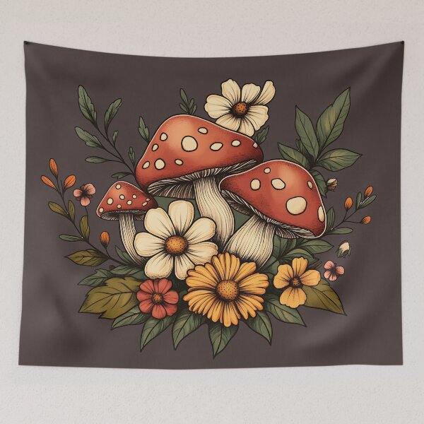 Item preview, Cottagecore Mushroom Wildflower Bouquet T-Shirt designed and sold by Nyx Creates.