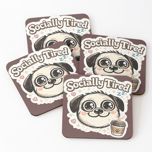 Item preview, Socially Tired Cute Dog Coffee Design | Introvert Humor Puppy | Funny Anti Social Aesthetic designed and sold by sumodesign.