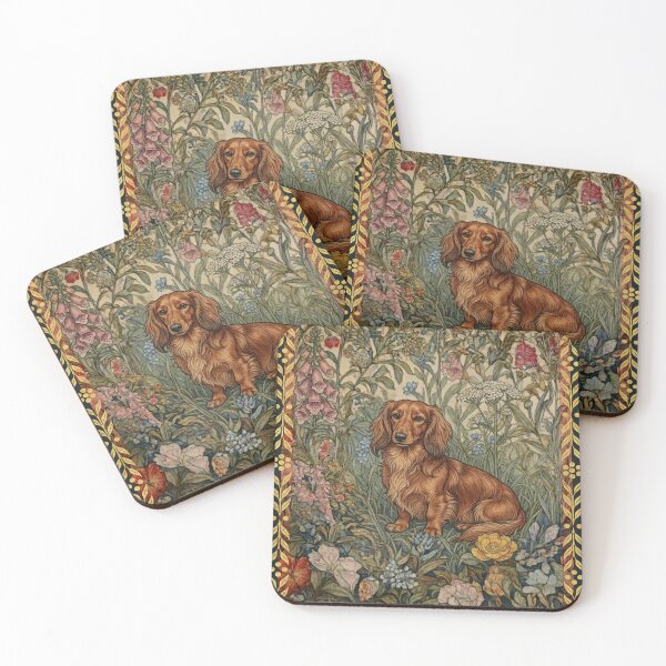 Item preview, Victorian Dachshund Cottagecore Floral Dog Art designed and sold by AntiqueImages.