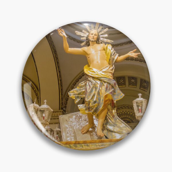 Item preview, Ornate Resurrected Christ Statue On Baroque Processional Platform Inside Historic Catholic Church designed and sold by Nmallia.