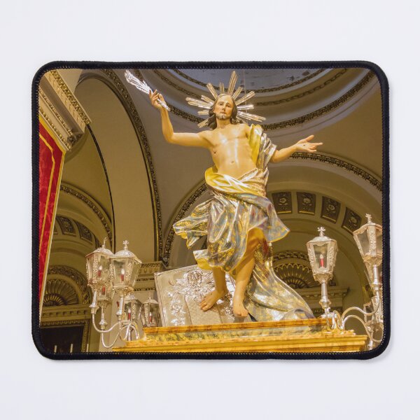 Item preview, Ornate Resurrected Christ Statue On Baroque Processional Platform Inside Historic Catholic Church designed and sold by Nmallia.