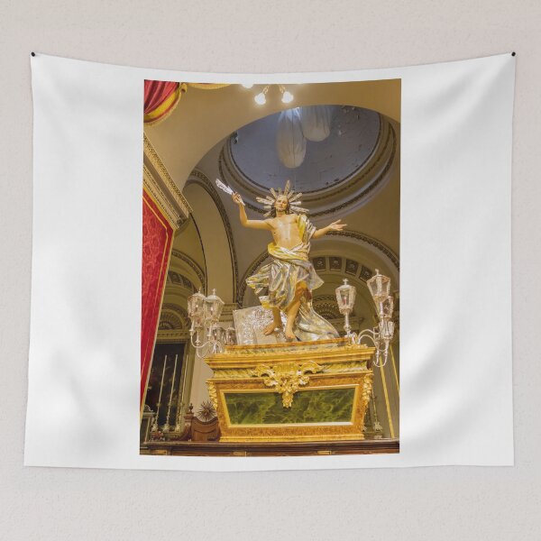 Item preview, Ornate Resurrected Christ Statue On Baroque Processional Platform Inside Historic Catholic Church designed and sold by Nmallia.