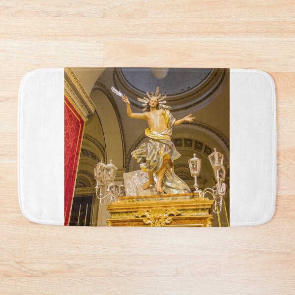 Item preview, Ornate Resurrected Christ Statue On Baroque Processional Platform Inside Historic Catholic Church designed and sold by Nmallia.