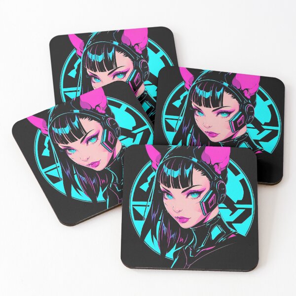 Item preview, Cyberpunk Cat Girl Neon Synthwave Aesthetic designed and sold by Quotable Gear.