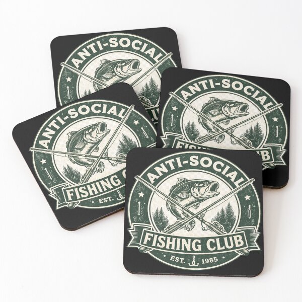 Item preview, Anti Social Fishing Club – Funny Bass Fishing Dad Gift Retro Design designed and sold by Ladys-Gents.